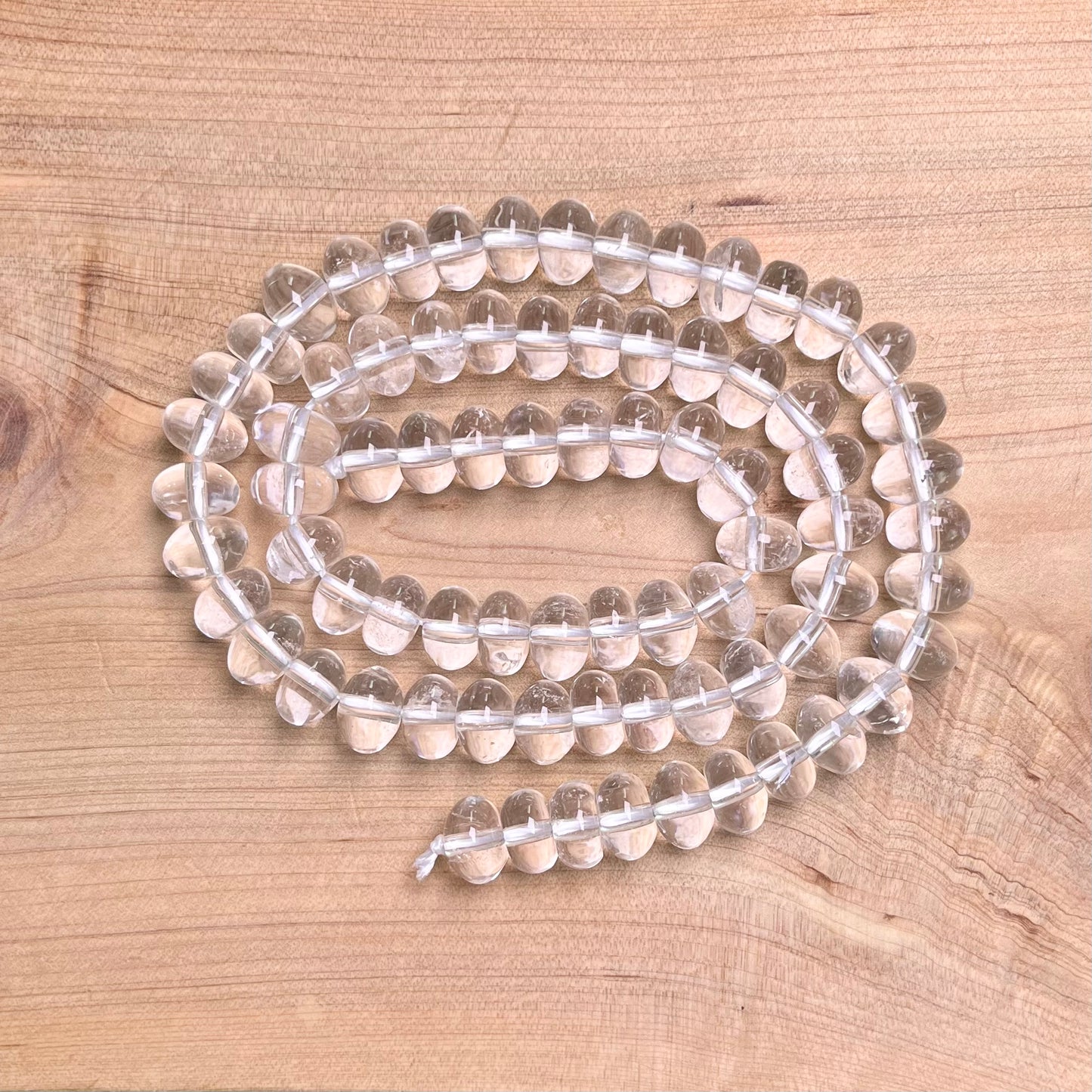 Clear Quartz Disk bead strand 8mm