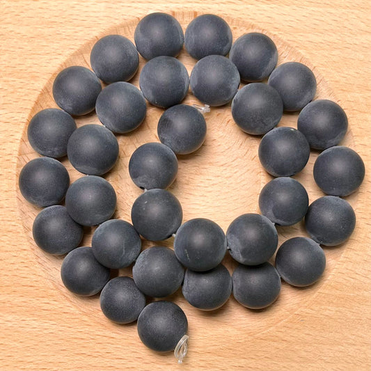 Matt Black Onyx bead strand 12mm 1pc