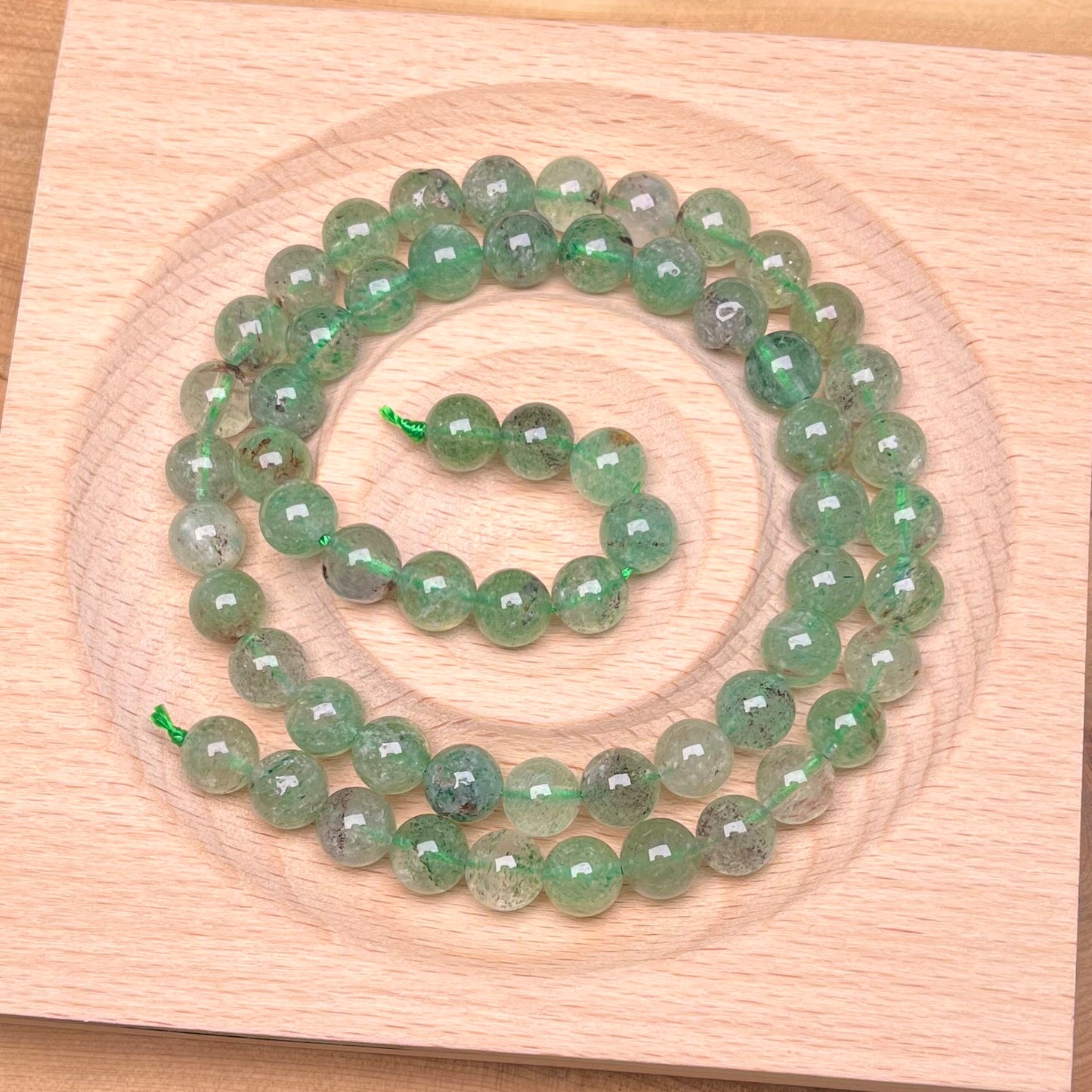 Green strawberry and garden quartz bead strand 6mm